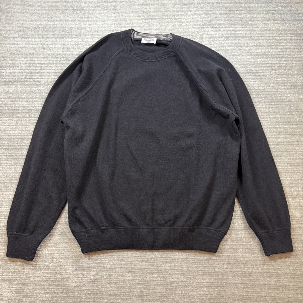 Gran Sasso for Mark Shale Wool Cashmere Sweater Mens L Black Crewneck Italy
